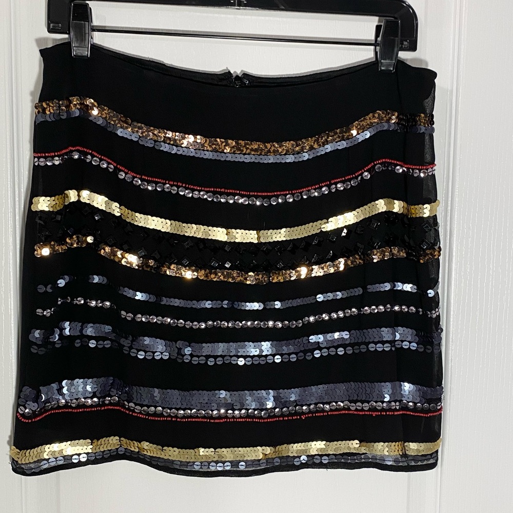 NEW Y2K Rock & Republic Sequin Beaded Mini Skirt Black Size 10